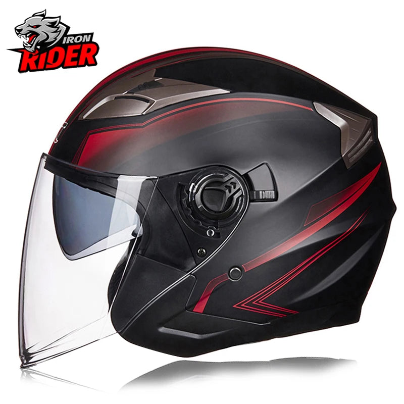Half Face Motorcycle Helmet - Double Lens, Four Season, Unisex Street Fashion Safety Helmet