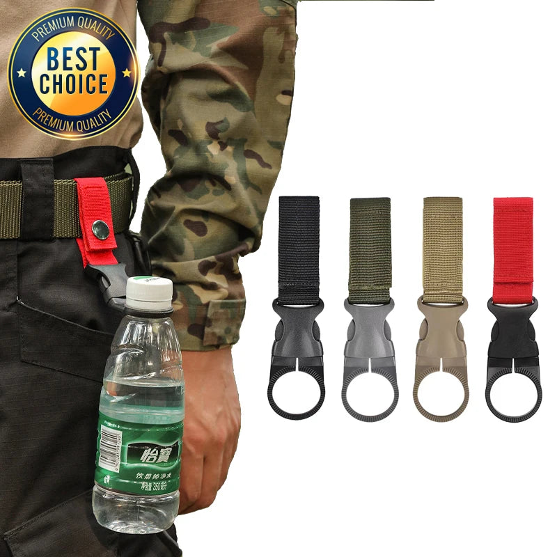 Outdoor Nylon EDC Carabiner Water Bottle Holder - Webbing Buckle Hook Clip for Backpack Belt Camping & Climbing