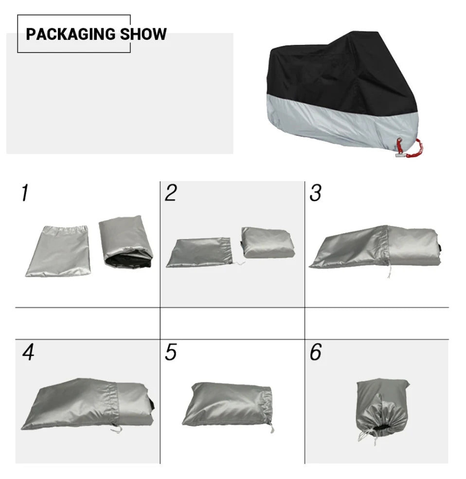 All-Season Waterproof Motorcycle Cover - UV Protection, Dustproof, Indoor/Outdoor for Motorbikes & Scooters