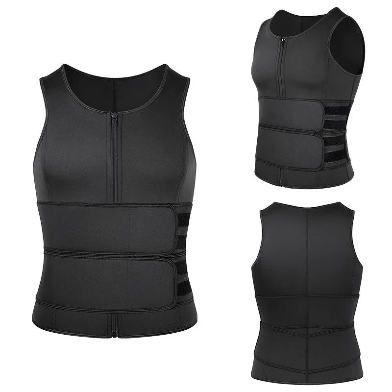 Men's Compression Body Shaper - Waist Trainer Vest with Sauna Sweat Technology for Fat Burning Workouts