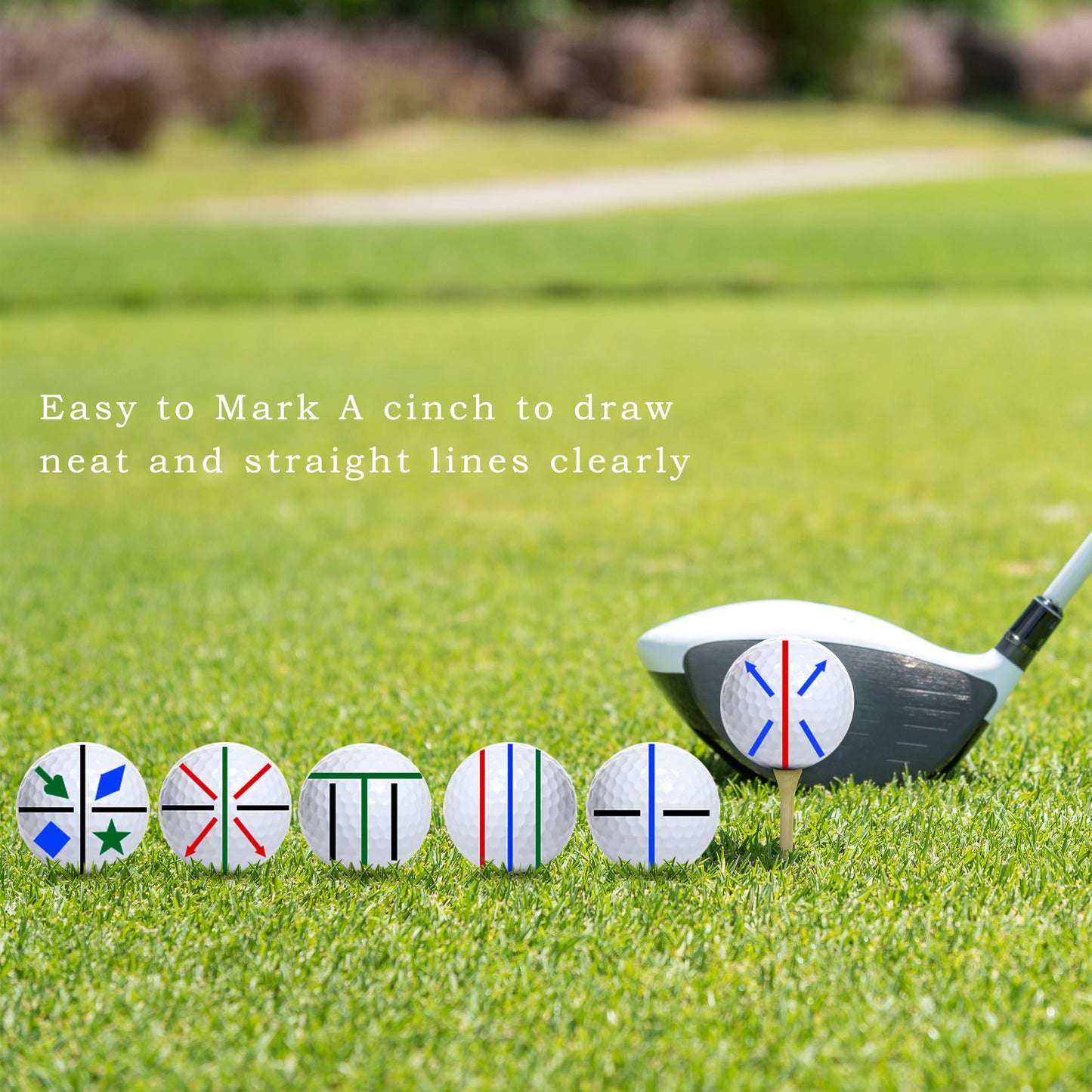 8-Pack Golf Ball Marker Kit - Professional Alignment Tool with 4 Marking Stencils & 4 Color Markers