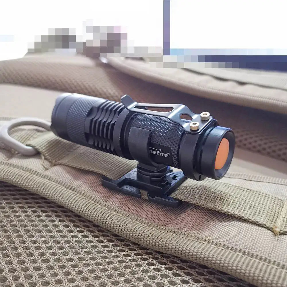 Swivel U-Ring Flashlight Holder - Multi-Purpose Backpack Light Clamp for Outdoor Hiking, Climbing & Work - Water Pipe, Pole & Shoulder Strap Compatible