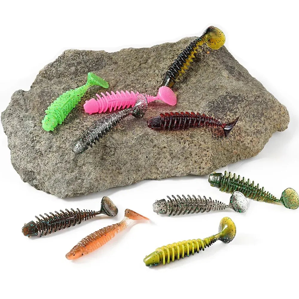 SUNMILE Artificial Soft Bait Fishing Worms - 4cm/0.6g - 20 Piece Set - Rock Fishing Wobblers for Perch, Trout & Bass