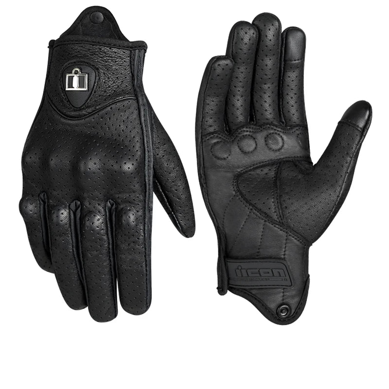 Full Finger Motorcycle Gloves - Breathable Leather Carbon Fiber - Men & Women - All Season Motorbike Motorcross Cycling Gloves