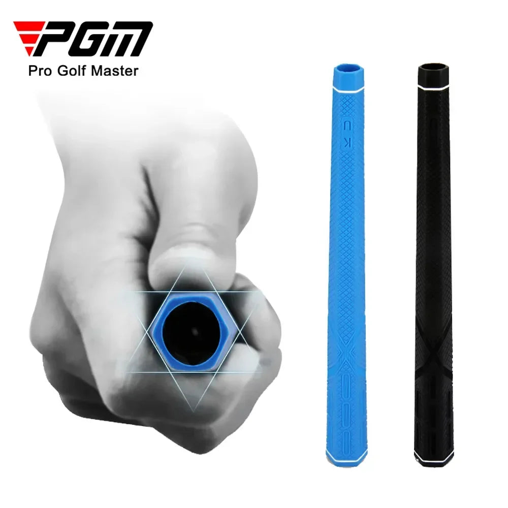 Hexagonal Rubber Golf Club Grips - PGM SB004 Universal Grip for Iron, Wood & Putter Clubs (Black/Blue)