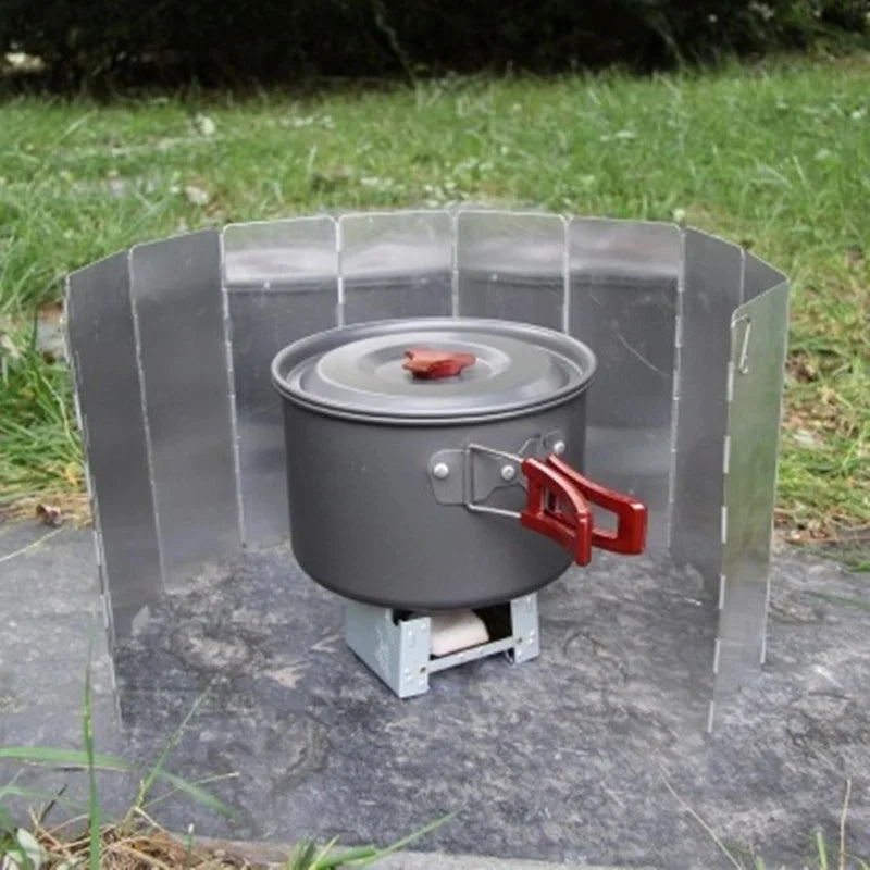 Aluminum Alloy Wind Shield Screen for Gas Stove - Windproof Camping Burner Guard (8/9/10/12/14/16 Plates) - Outdoor Picnic Cooking Accessory