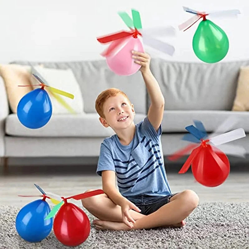 6 Pcs Air Balloon Helicopter Toy - Funny Balloon Ortable Outdoor Helicopter Flying Kids Birthday Party Childrens Day Game