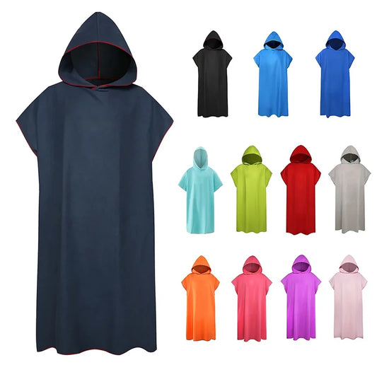 Quick Dry Microfiber Hooded Changing Robe - Beach Towel Poncho for Swimming, Travel & Sauna (Men & Women)