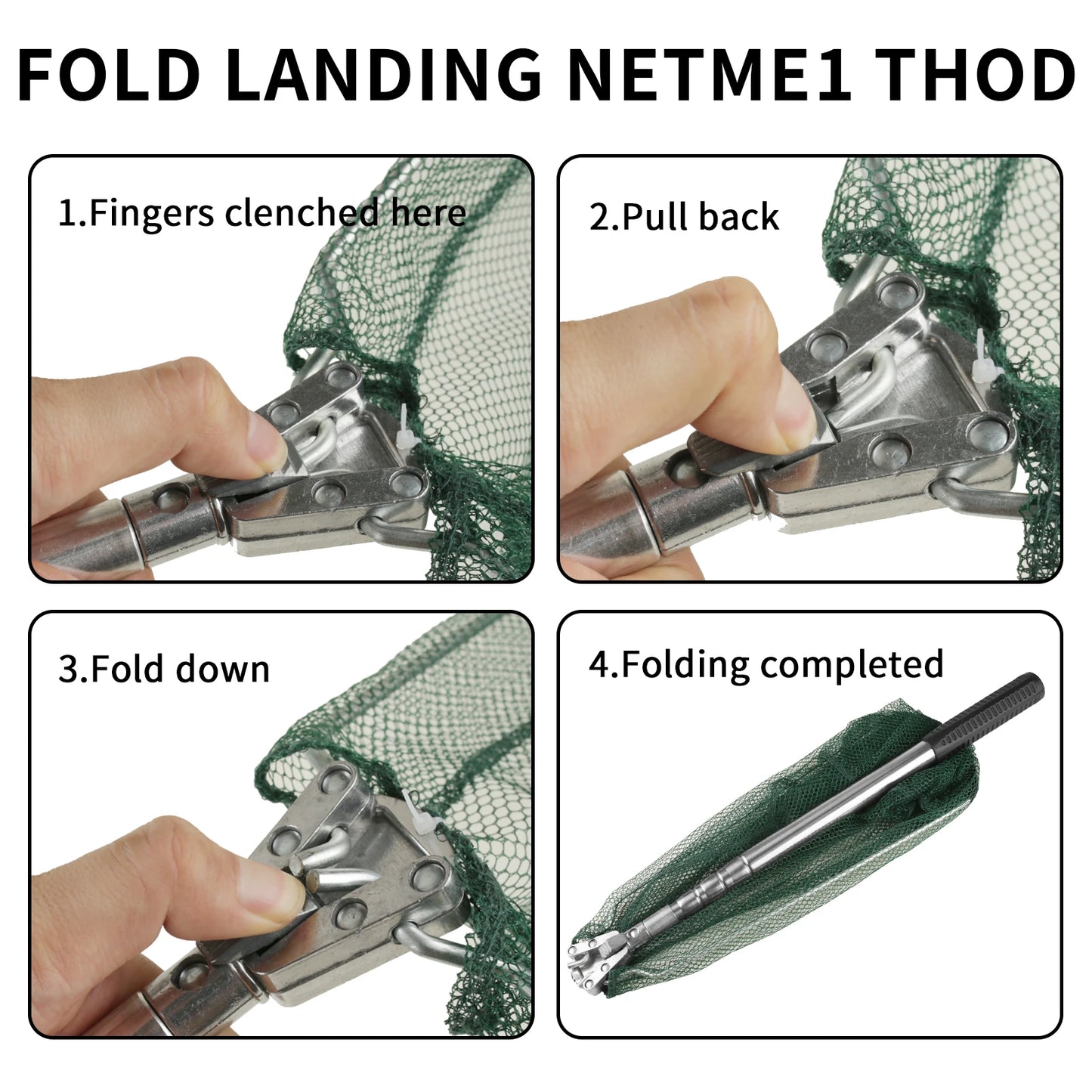 Professional Telescoping Fishing Landing Net - Aluminum Alloy Construction - Extends 55cm to 190cm with Folding Mesh Design