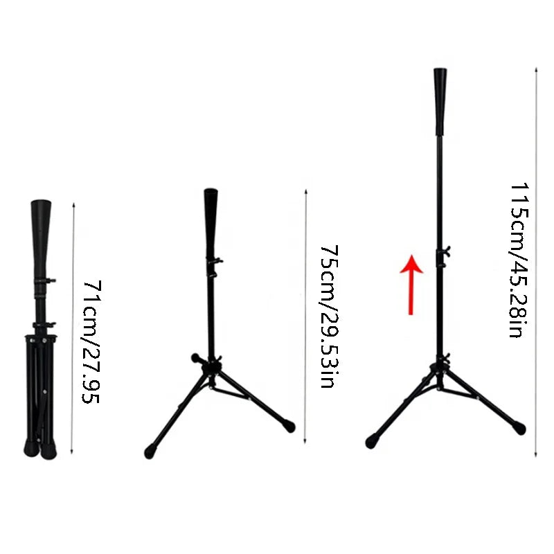 Adjustable Baseball Batting Tee - Portable Tripod Stand for Hitting Training Practice - Foldable Design for Adults, Kids & Beginners