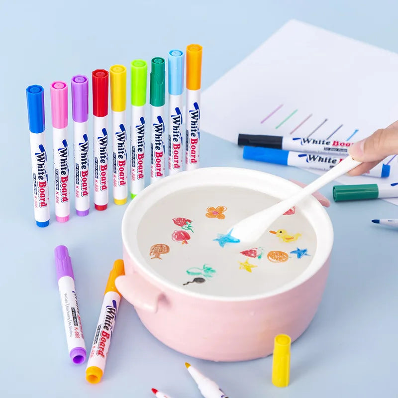 Magical Ink Pens With Spoon - Water Floating Pen Set For Kids
