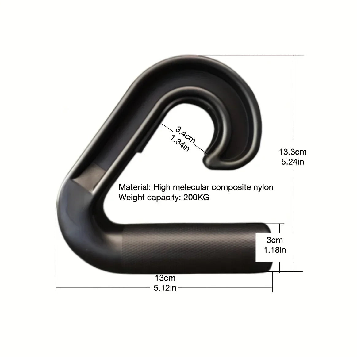 Gym Grip Bar - High Strength Nylon Double Hook