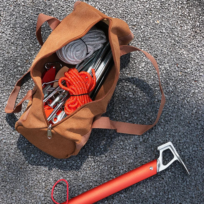 Large Capacity Cylindrical Tent Stake Storage Bag - Lightweight Camping Peg Organizer for Outdoor Adventures