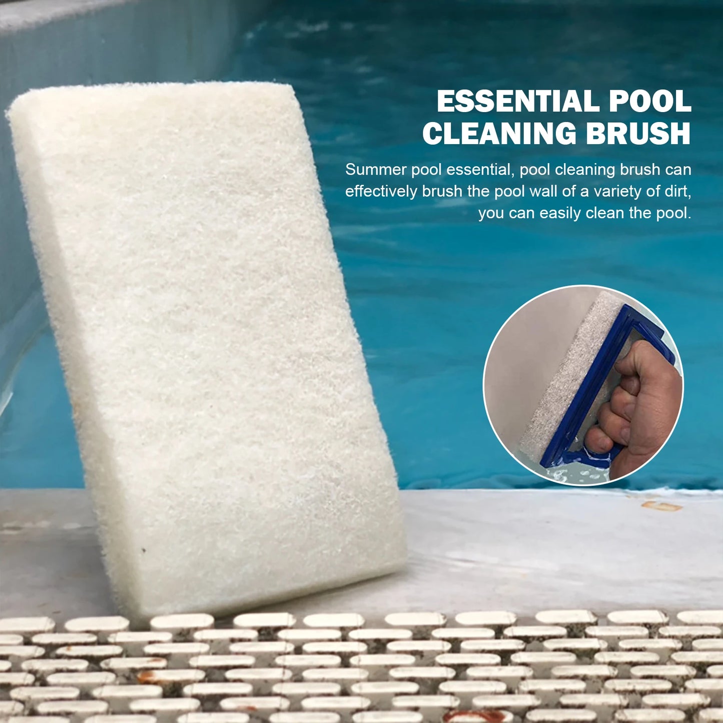 Swimming Pool Wall Cleaning Brush - Waterline Scrubber Sponge for Pools, Hot Springs, and Spa Tubs