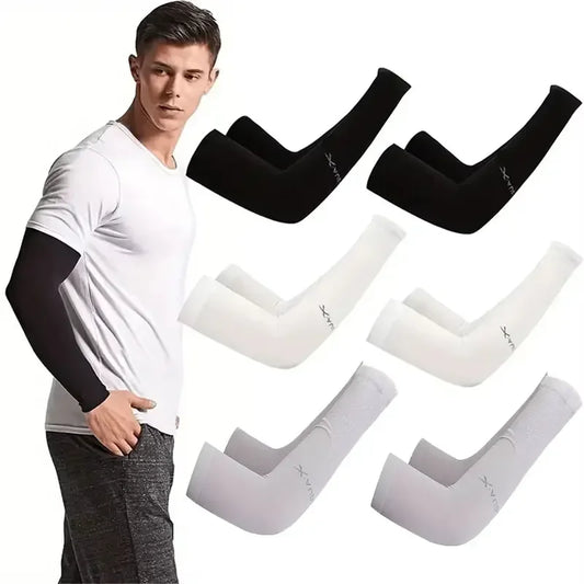10 Pairs Summer Cycling Ice Silk Arm Sleeves - UV Protection Cooling Arm Covers for Running & Outdoor Sports - Fingerless Unisex