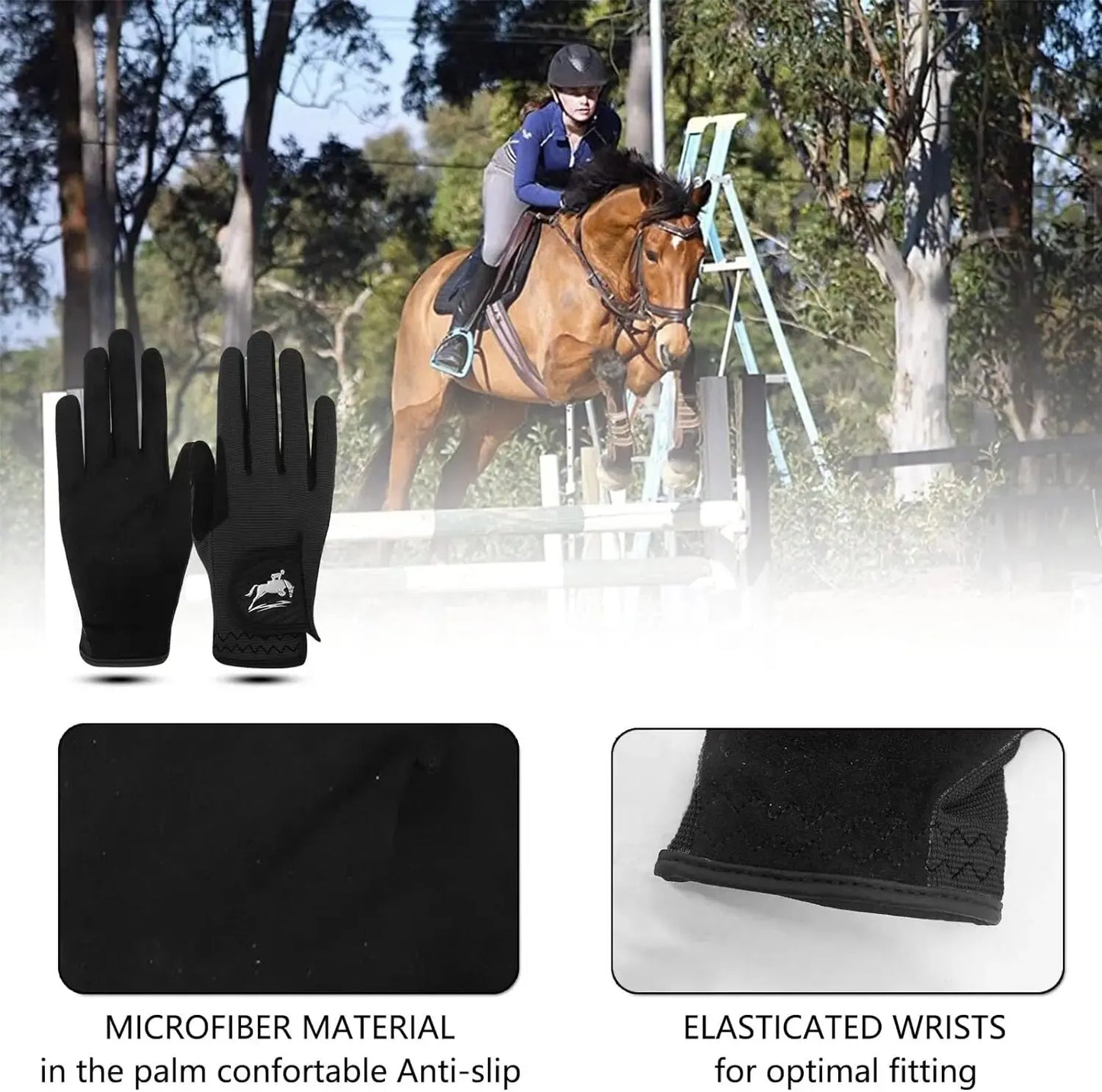Women's Equestrian Riding Gloves - Breathable Mesh, Lightweight, Comfortable Grip, All-Weather Color Pack