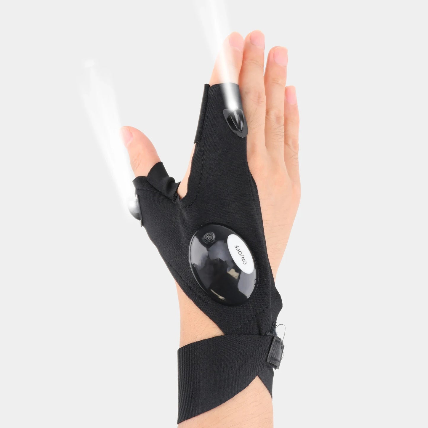 Waterproof LED Fingerless Gloves - Half Finger Flashlight Gloves for Men Women Outdoor Night Fishing Cycling Running