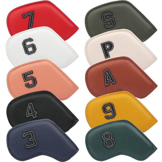 Golf Iron Headcover Set (3-9, P, S, A) - Premium Club Head Cover - Embroidery Number - Sport Golf Training Equipment Accessories
