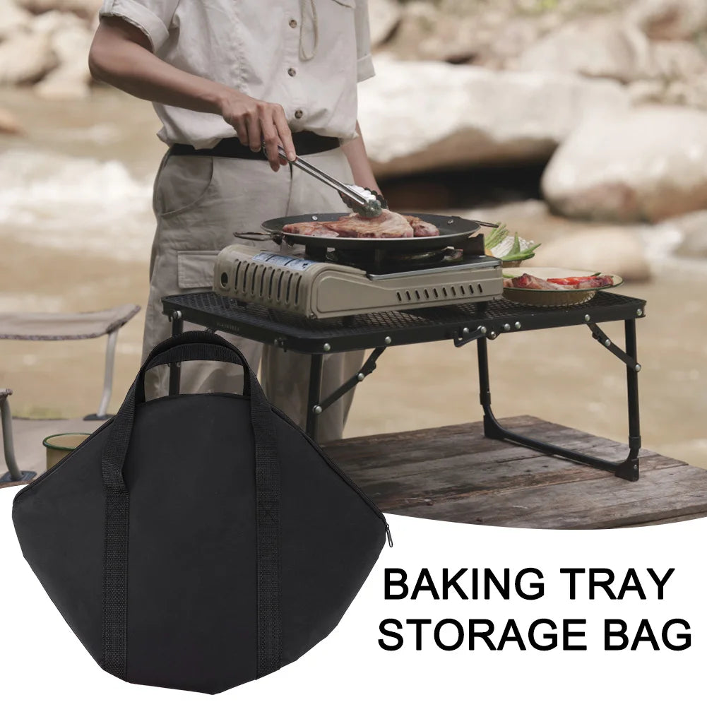 Waterproof Baking Pan Carrying Case with Anti-Scald Wood Handle - BBQ Grilling Skillet Storage Bag