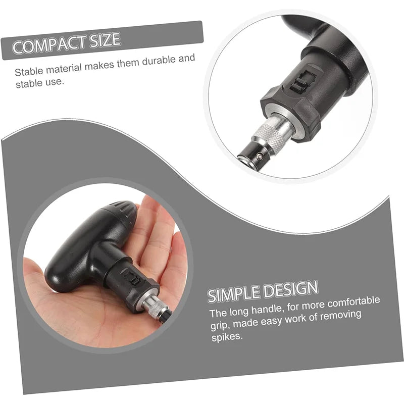 Professional Golf Spike Wrench - Black Ratcheting Remover Tool for Golf Shoe Spikes - Durable Adjustable Golf Accessory