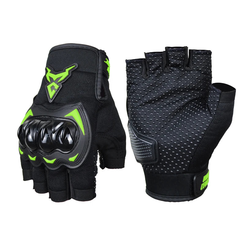 MOTOCENTRIC Half Finger Motorcycle Gloves - Breathable Summer Riding Gloves with Anti-Fall Palm Guard for ATV MTB Cycling