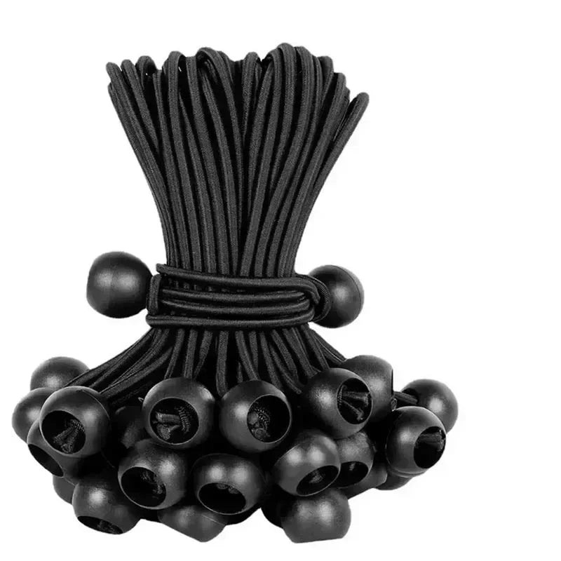 Elastic Bungee Ball Ties - 10 Pack Canvas Tarpaulin Cord Ends for Flagpole, Boat, Camping Tent & Outdoor Accessories