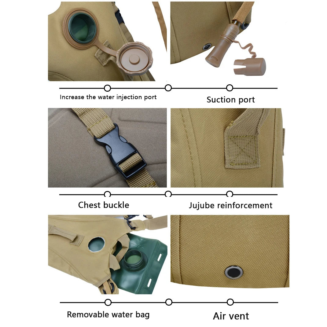 3L Hydration Pack - Waterproof Nylon Water Bladder for Running, Cycling, Hiking, Climbing & Outdoor Sports