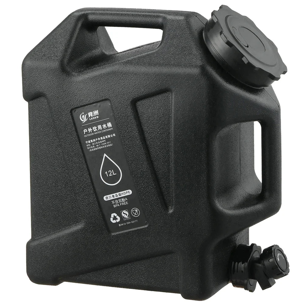 Portable 12L Outdoor Water Tank - Large Capacity Camping Container with Detachable Faucet for Picnic & Travel