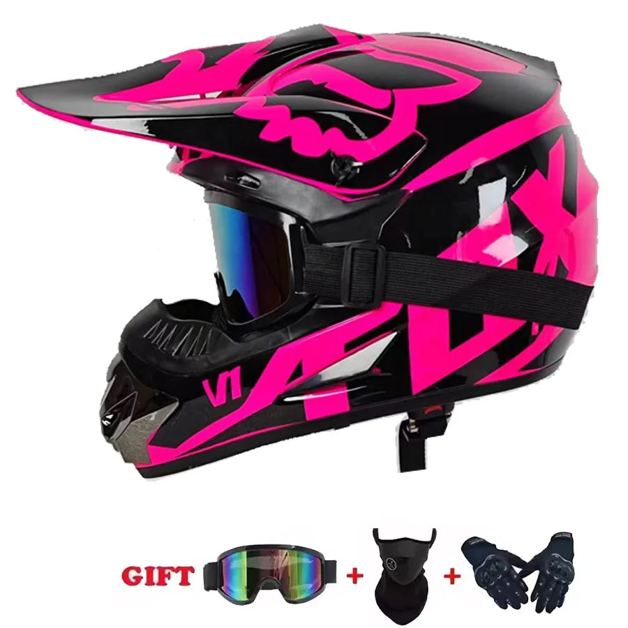 Youth Motocross Full Face Helmet - Kids Off-Road Safety Helmet with DOT Protection