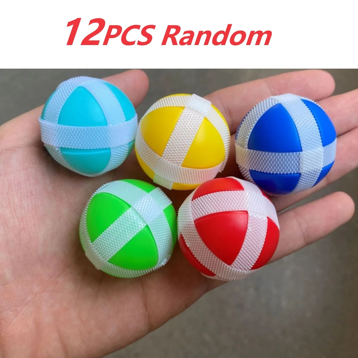12PCS Kids Sucker Sticky Ball Toy - Outdoor Sports Catch Ball Game Set