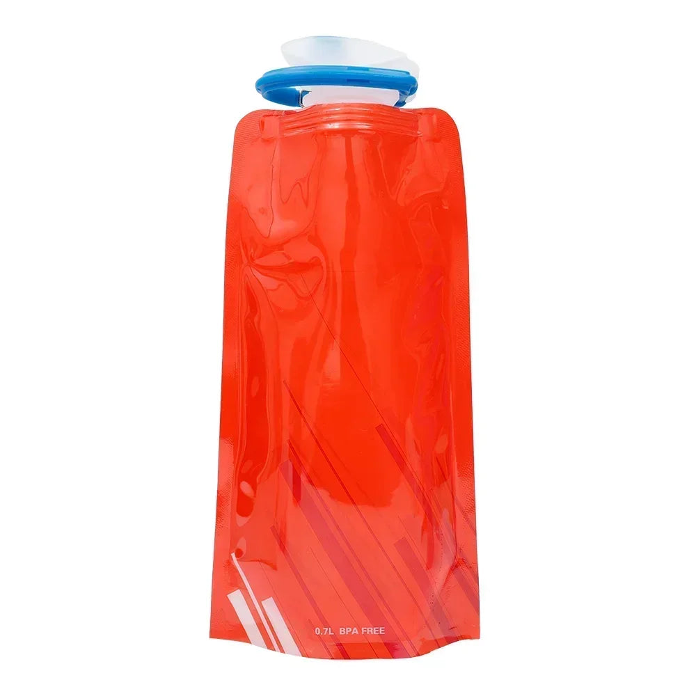Lightweight Foldable Water Bottle 700ml - Portable Soft Camping Water Bag with Handle & Hanging Hook for Outdoor Sports