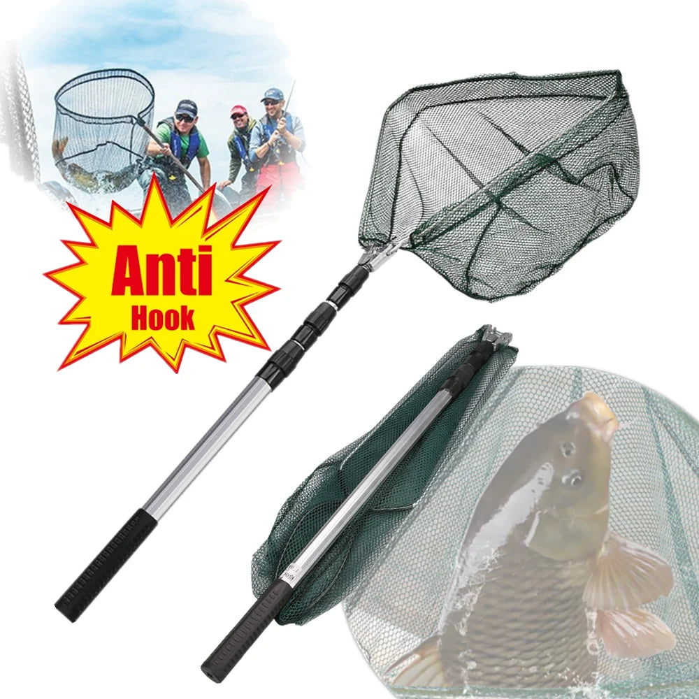Professional Telescoping Fishing Landing Net - Aluminum Alloy Construction - Extends 55cm to 190cm with Folding Mesh Design