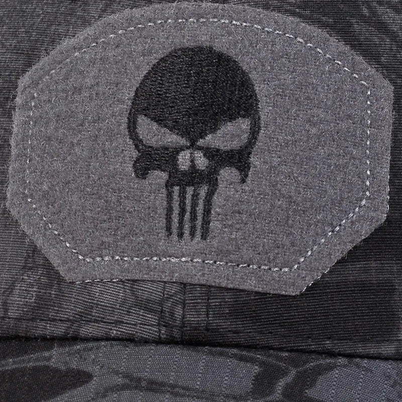 Adjustable Baseball Cap with Skull Embroidery Patch - 2025 Breathable Outdoor Sunscreen Hat for Spring & Autumn