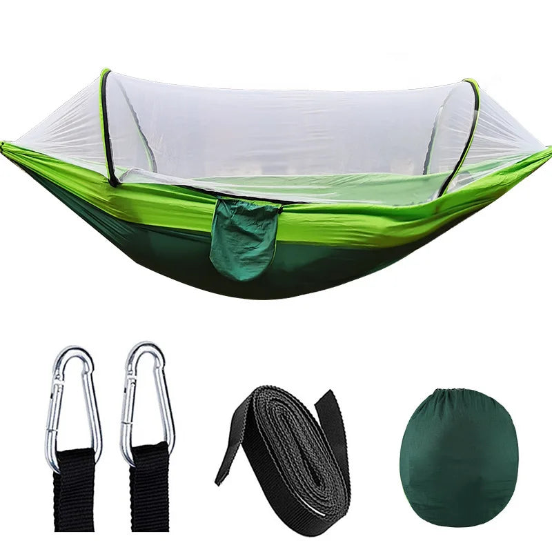 Lightweight Parachute Fabric Camping Hammock with Mosquito Net - High Strength Hanging Bed 250x120cm
