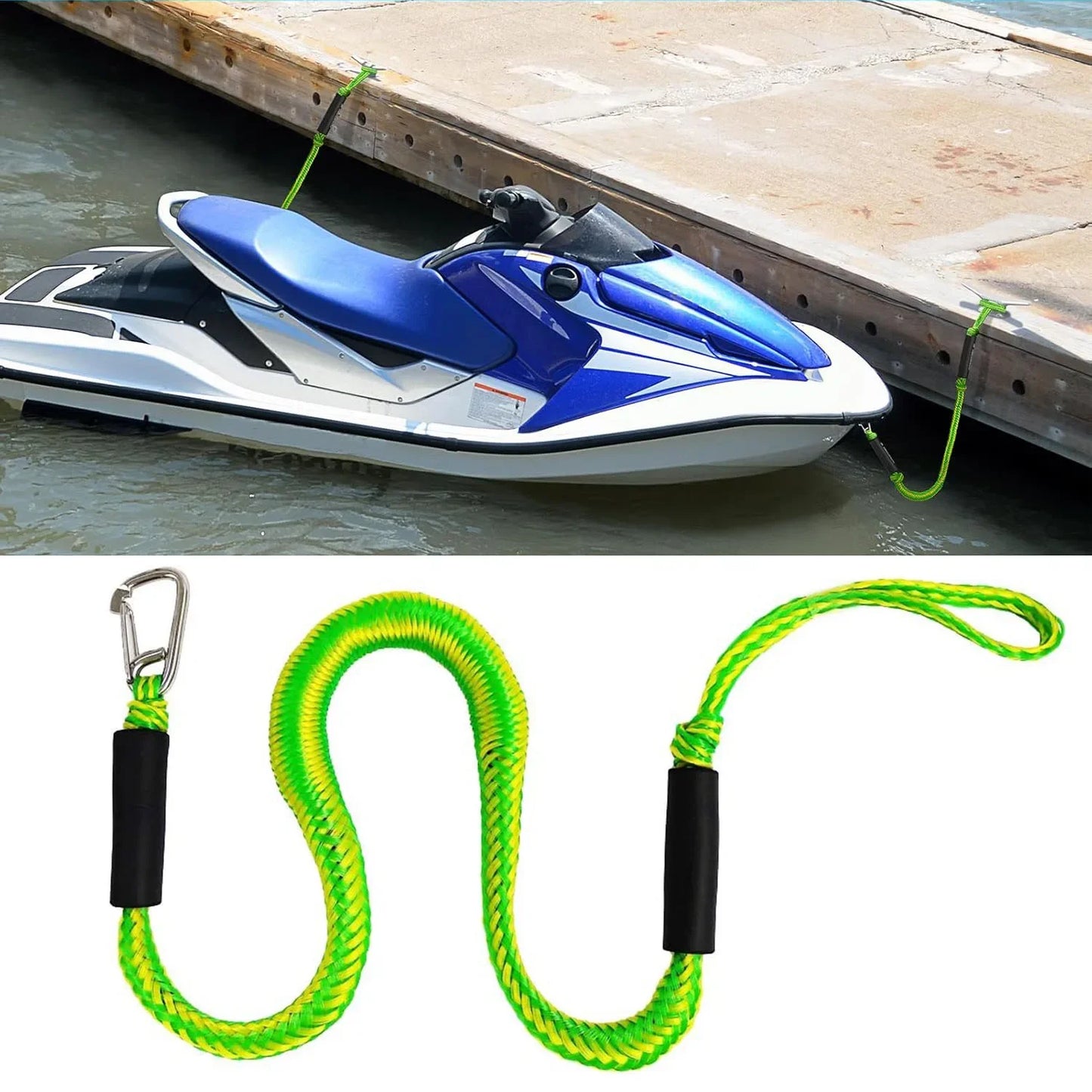 Marine Bungee Dock Lines - Universal Mooring Rope for Boats, Kayaks, Jet Skis, Pontoons & Watercraft
