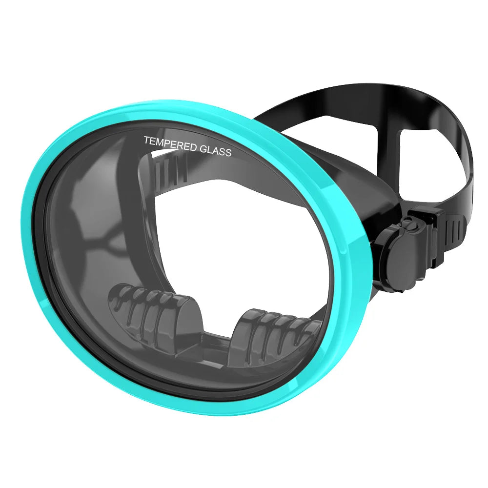 Classic Retro Oval Spearfishing Mask - Panoramic Wide View Scuba Diving Goggles with Tempered Glass Lens for Adults