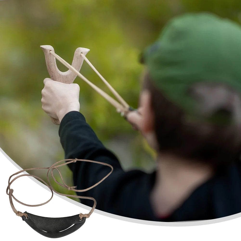 Traditional Leather Slingshot - Classic Throwing Sling for Outdoor Sports, Camping, Shooting, Hiking & Hunting