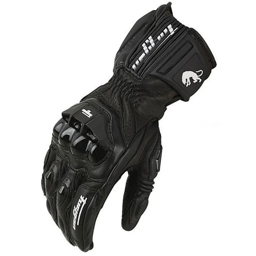 Men's Leather Motorcycle Gloves - Windproof Motocross Riding Gloves with Protective Equipment