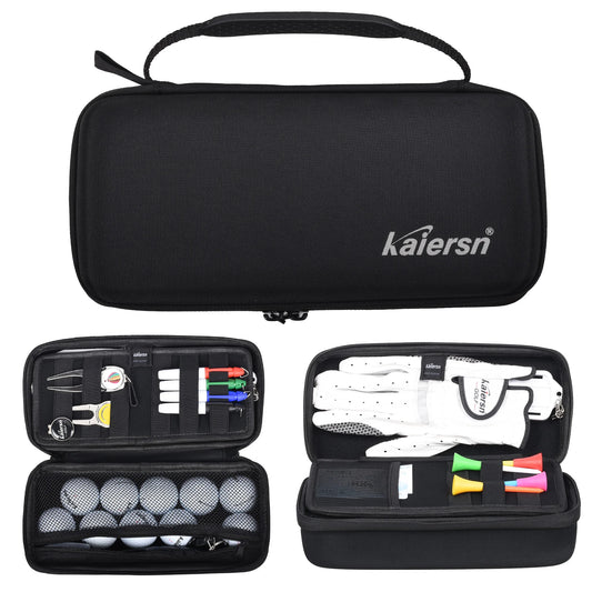 Golf Storage Organizer Case - Multi-Purpose Golf Ball Holder, Glove Protector, Tees & Divot Tool Pouch with Hook