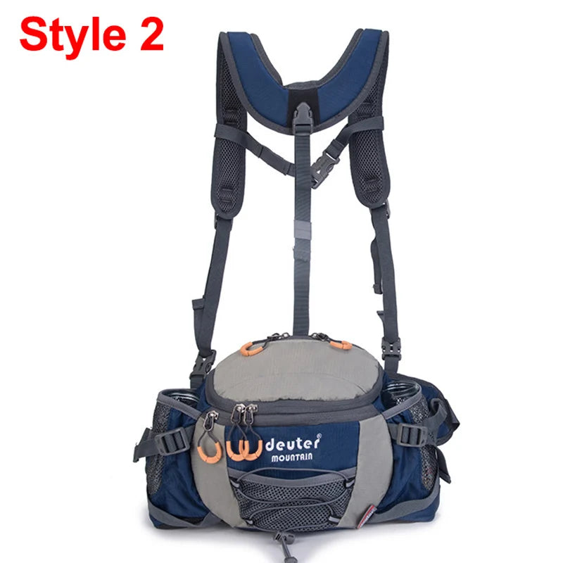 Men's Outdoor Sports Waist Bag - Multi-Purpose Hiking Backpack for Cycling, Camping, Climbing, Running with Water Bottle Holder - Bicycle Fanny Pack for Fishing