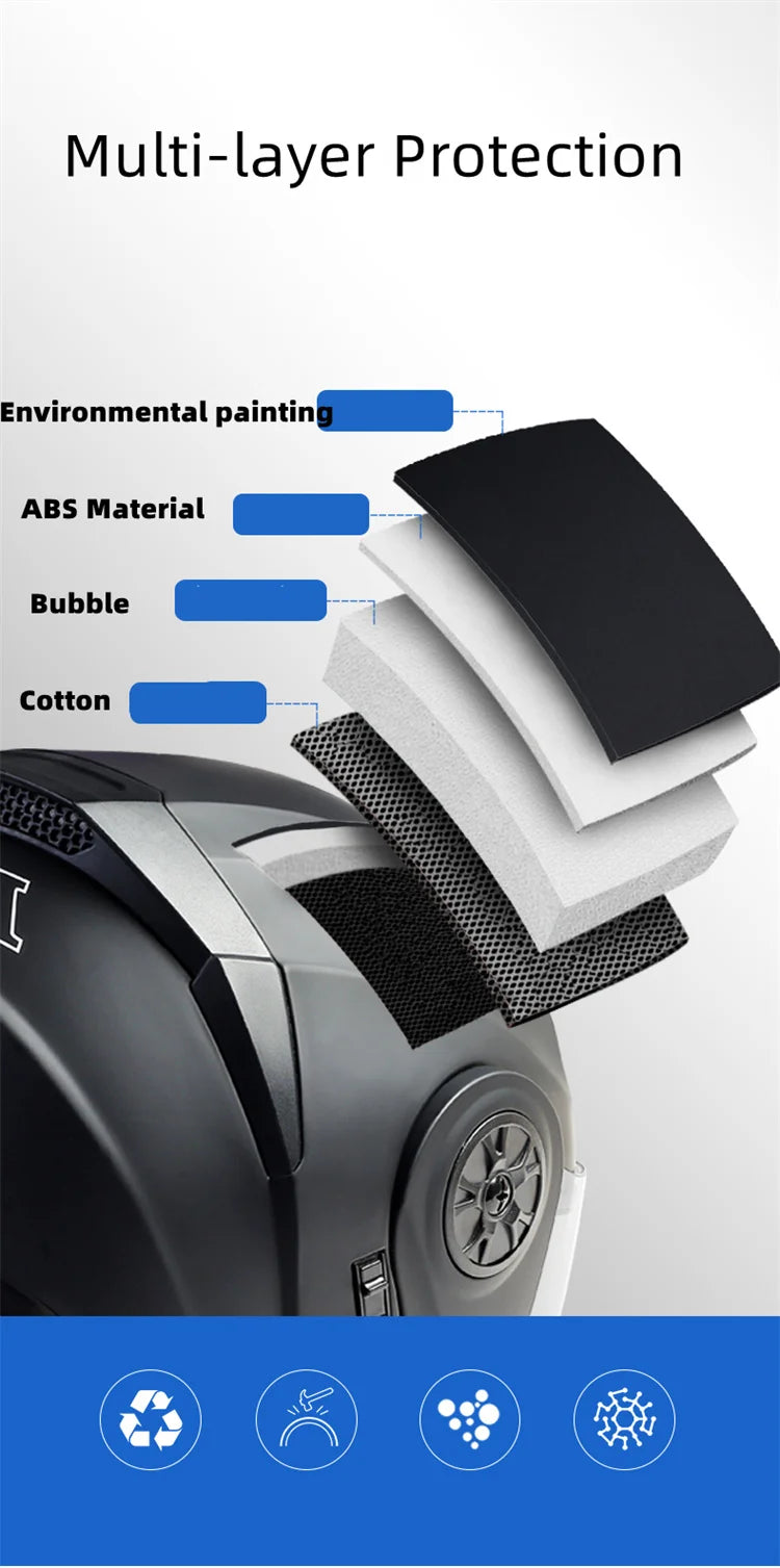 BLD Personalized Full Face Motorcycle Helmet - Dual Lens Modular Flip Up Design for Men & Women - Motocross Racing Casco Moto