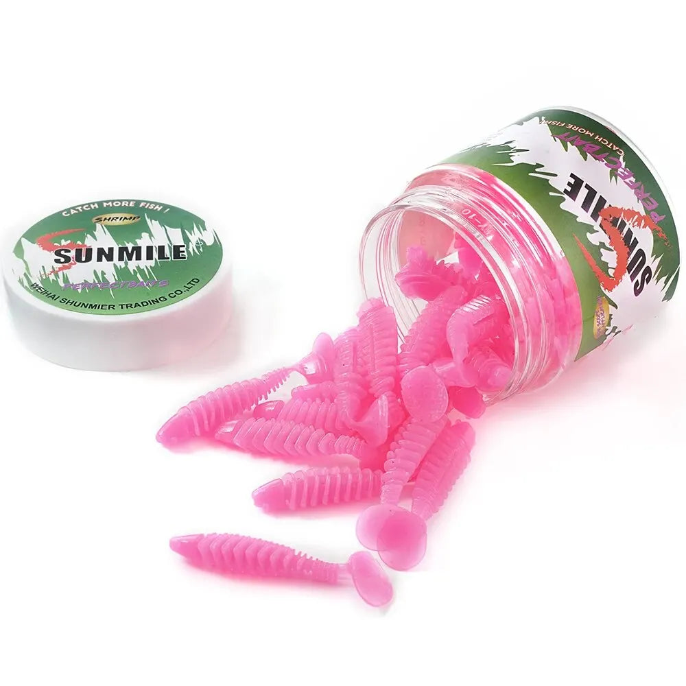 SUNMILE Artificial Soft Bait Fishing Worms - 4cm/0.6g - 20 Piece Set - Rock Fishing Wobblers for Perch, Trout & Bass