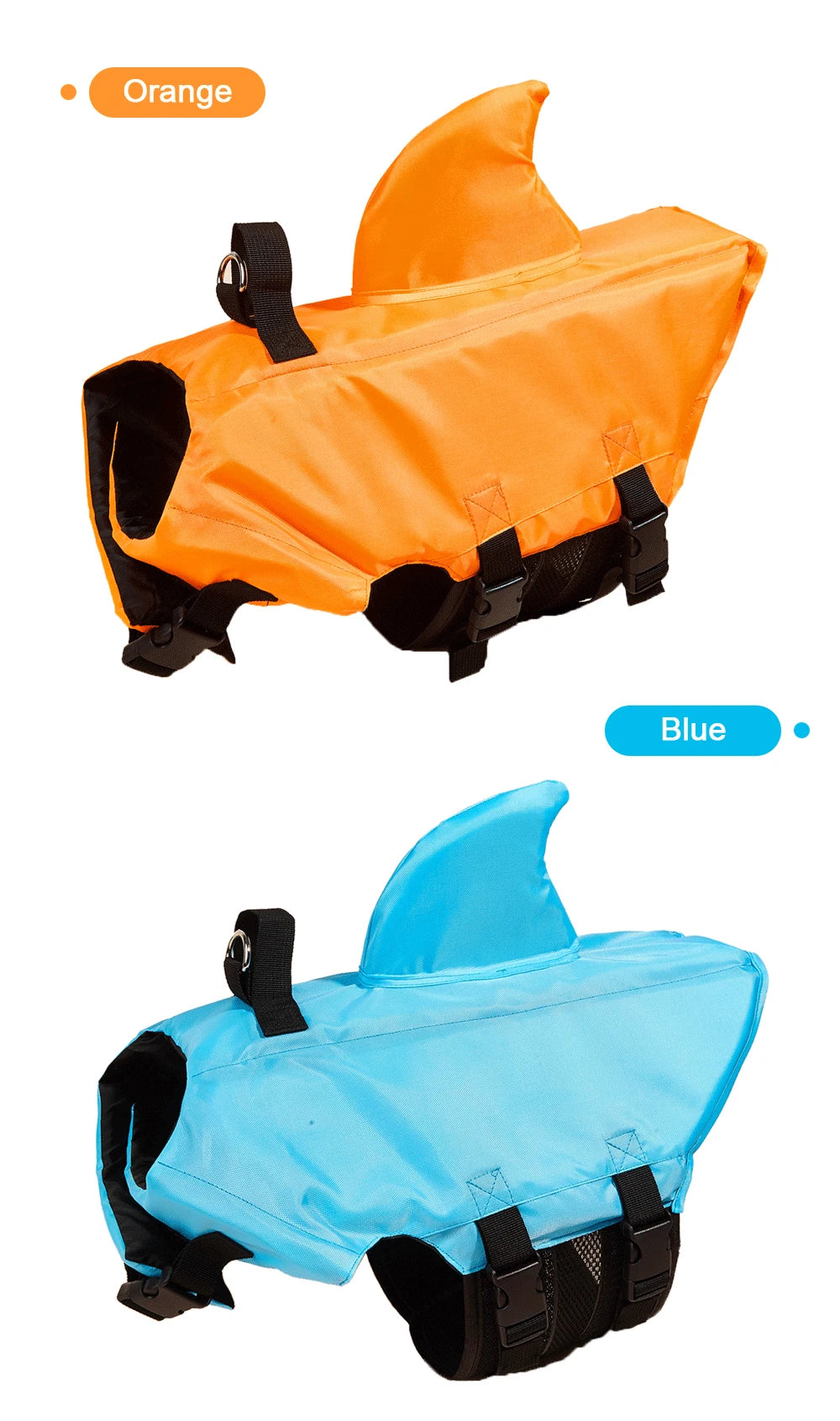 Enhanced Buoyancy Dog Life Jacket - Safety Swimming Vest with Handle for Small Medium Large Dogs - Shark Design Surfing Gear