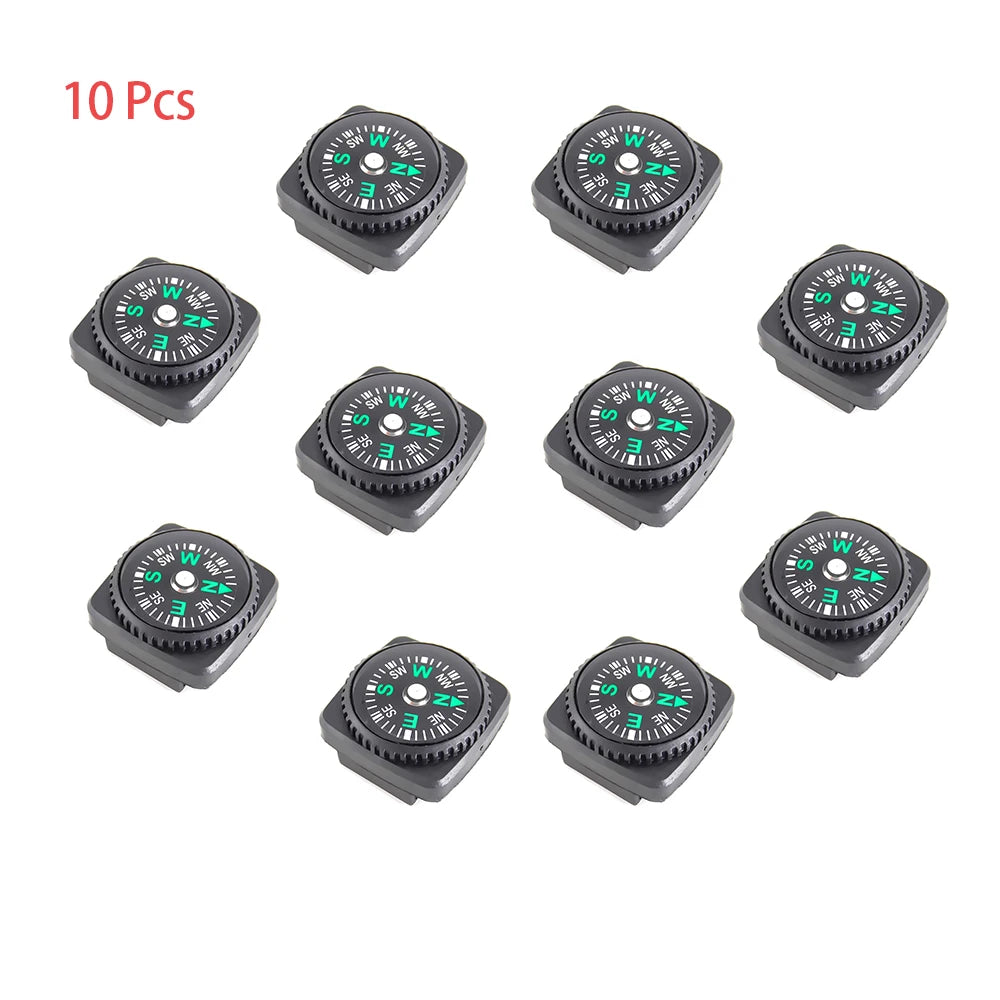 Mini Wristband Compass Set - 10 Pack Portable Detachable Navigation Tool for Outdoor Camping Hiking Travel Emergency Survival