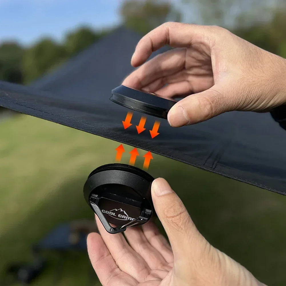 Multi-Purpose Magnetic Camping Hook - Portable Tent Ceiling Clamp with Suction Cup for Outdoor Rope & Lamp Storage
