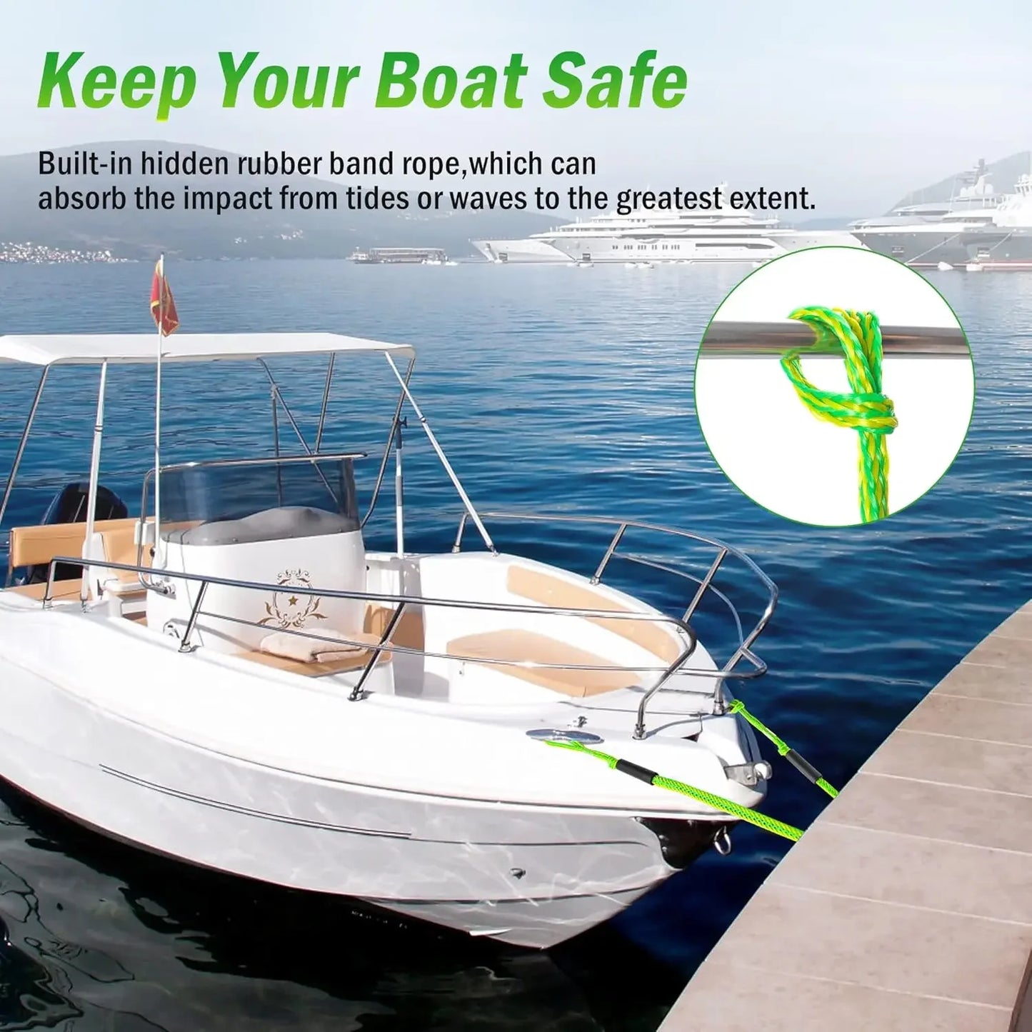Marine Bungee Dock Lines - Universal Mooring Rope for Boats, Kayaks, Jet Skis, Pontoons & Watercraft