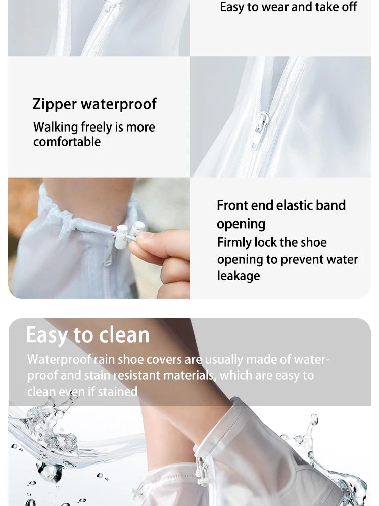 Waterproof Shoe Covers - Non-Slip Reusable Rain & Snow Boot Protectors with PVC Silicone Sole for Women & Men (1 Pair)