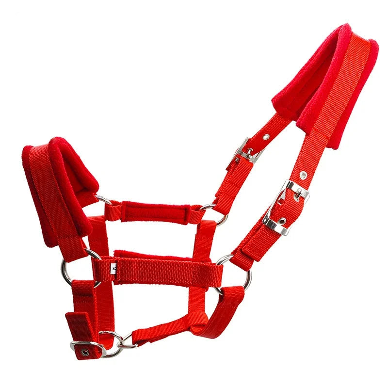 Adjustable Thickened Horse Halter - Equestrian Head Collar with Protective Strap for Stable and Riding