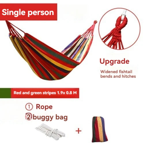 Canvas Outdoor Hammock - Heavy Duty Camping Swing with Tree Ropes - 200kg Weight Capacity - Ideal for Garden, Patio & Backyard