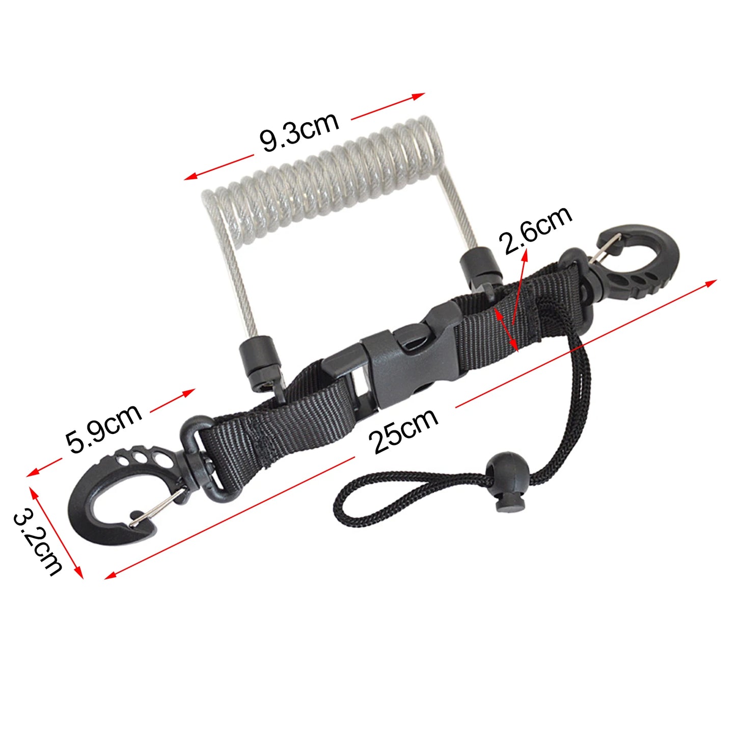 Anti-Loss Spiral Coil Safety Leash for Camera & Flashlight - Diving Snorkeling Surfing Kayaking Equipment